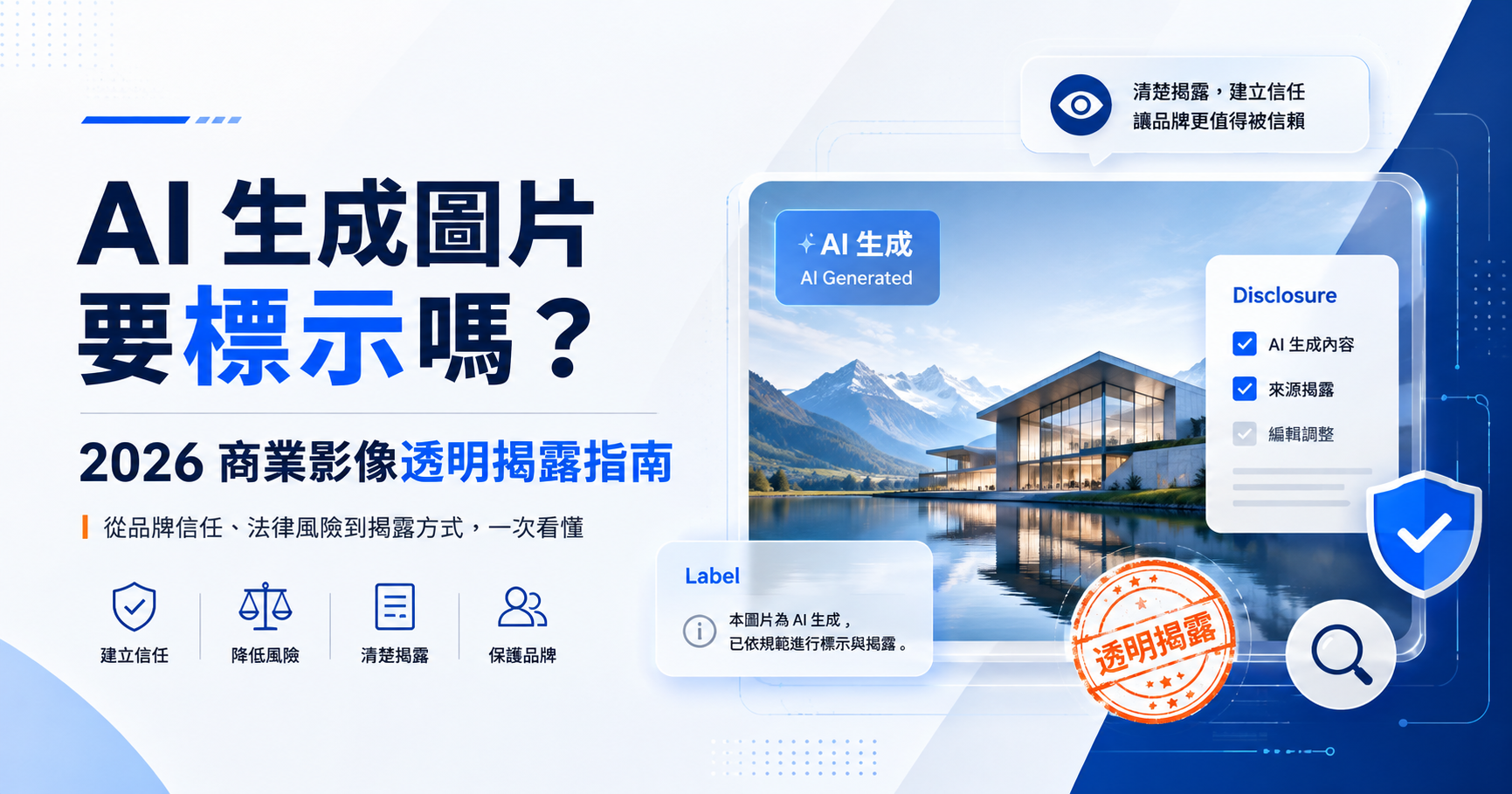 AI 生成圖片要標示嗎？2026 商業影像透明揭露指南